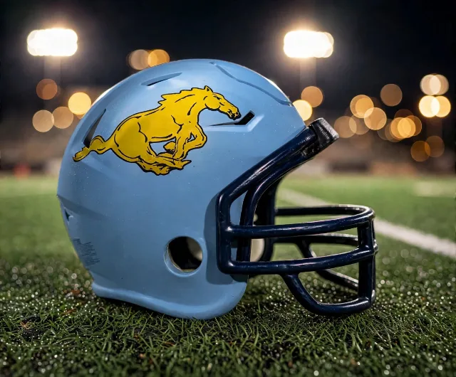 McAllen Memorial Mustangs custom spirit helmet